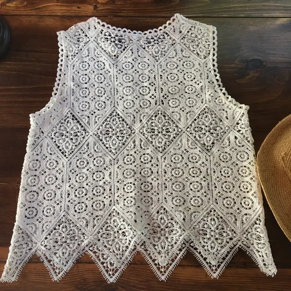 Anthropologie / Deletta Cream Lace Shell - Size S - Picture 2 of 4